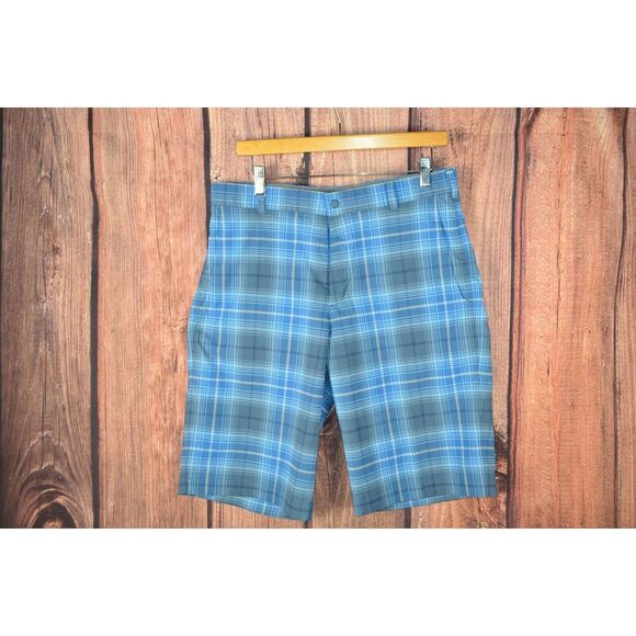 Nike Other - Nike Dri Fit Golf‎ Tech Blue Plaid Performance Tour Golf Shorts Mens Size 32